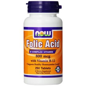  Фолиевая кислота от NOW. Folic Acid 800 мкг (250 порц/250 таб) 