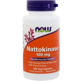  Наттокиназа от NOW Nattokinase 100 mg (60 порц/120 капс) 