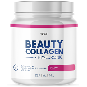  Коллаген с гиалуроновой кислотой Health Form Beauty Collagen + Hyaluronic (лесные ягоды) (40 гр/200 гр) 