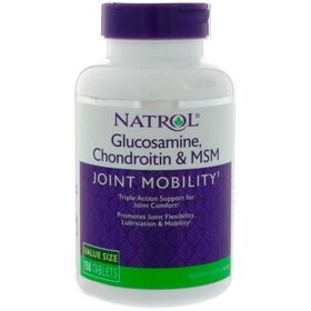  Глюкозамин, Ходроитин и МСМ от Natrol Glucosamine Chondroitin & MSM (50 порц/150 капс) 