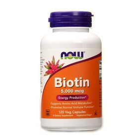  Биотин от NOW. Biotin 5000 мкг (120 порц/120 капс) 